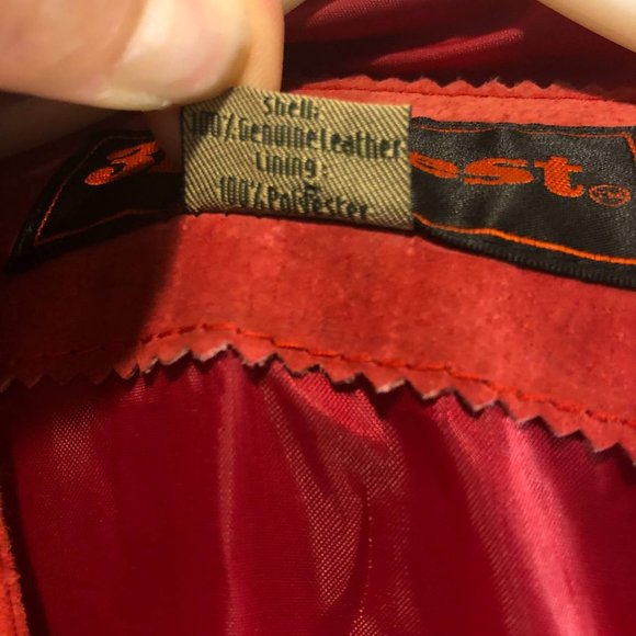 3BWest Women's Fringed Leather Jacket Red Suede Open Front - Picture 6 of 11